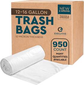 111 Executive Collection 810098810128 12 To 16 Gallon Trash Bags - 950 Count 24 Inch X 33 Clear Plastic Garbage