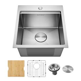 Sc3d114-1t5-yt01aib4348 Aiybu Bar Sink - 17x19 Inch Single Bowl 304 Stainless Steel Topmount Small Wor