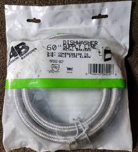Anderson Barrows 048643060128 New Dishwasher Supply Line 3/8 Inch X 5 Metal Braided Nos