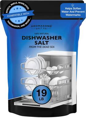 Aromasong 711181421996 Dishwasher Salt 19 Lb - 100% Natural Water Softening Agent For Cleaner