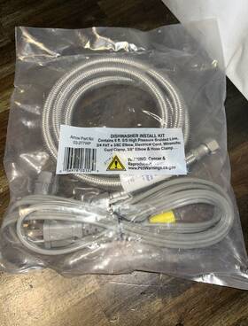 03-277wp Arrow Industries Dishwasher Installation Full Kit Fill Line 72 Inch Power Cord Hose Clamp
