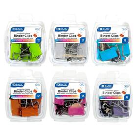 Bazic Products 764608002742 Binder Clips Assorted Size And Color Small Medium Large Paper Clamps Pap