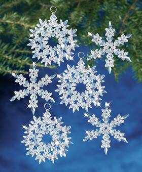 Bok-7470 Beadery The Holiday Beaded Ornament Kit-winter Ice Makes 6
