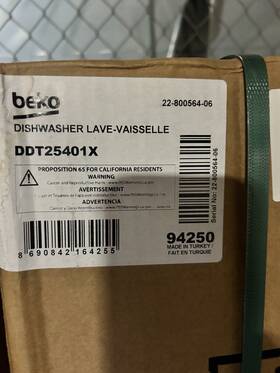 Ddt25401x Beko Sa Dishwasher 48 Db/2 Racks