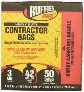 1190274 Berry Plastics Black Contractor Bag 50 Pack