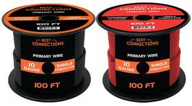 Lysb01c7o8166-electrncs Best Connections 10-gauge Automotive Primary Wire Bundle 100ft Each Red And Black Ideal For