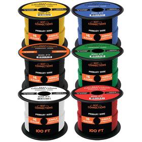 Lysb01jm8j4ti-electrncs Best Connections 16 Gauge Automotive Primary Wire 100ft Each 6 Color Bundle Set Ideal