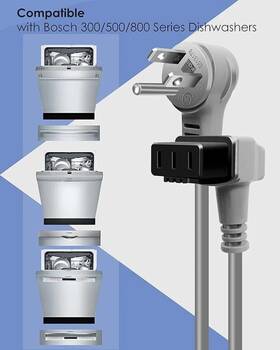 Bosch 883400810082 Dishwasher Power Cord Compatible With 300 500 800 Series Dishwashers Nob