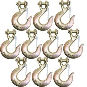 Fh407-516-10 Boxer 10 Pack - 5/16 Inch Grade 70 Forged Clevis Slip Hook With Safety Latch