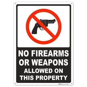 F7044-bb Brimar - 7 Inch X 10 No Firearms Or Weapons Sign .055 Polyethylene Plast