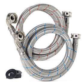 Built Industrial 194425480018 2 Pack 4ft Stainless Steel Washing Machine Hoses With 90 El