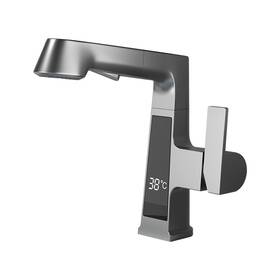 Gd-h3424-1d Bzoosiu Led Bathroom Sink Faucet Gray With Pull Down Sprayer Tempera
