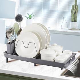 Xc-ex-ddr-g01 Clngai Expandable Dish Drying Rack Compact Drainer With Removable Utensil Hold