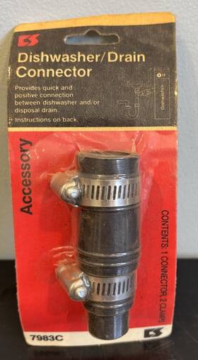 7983c Cs Vtg Dishwasher To Disposal Drain Connector And Two Clamps Nos Sealed