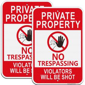 Ds-ptvs1812-2 Dazhisigns Large Private Property No Trespassing Sign Violators Will Be Shot 2pac