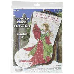 Dw5990 Design Works Counted Cross Stitch Stocking Kit 17 Inch Long-angel Of Joy 14 Count