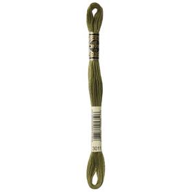 117-3011 Dmc 12 Pack - 6-strand Embroidery Cotton 8.7yd-dark Khaki Green