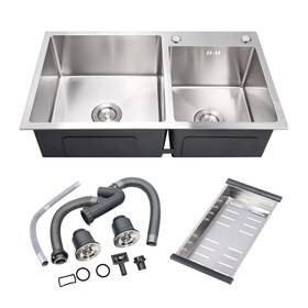 Duyvisteil 615870051467 32 Inch X 18 Drop-in/topmount Double Bowl Kitchen Sink Nano-coated 304 Stainles