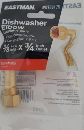 0788175 Eastman Lot Of 2 200-psi Brass Dishwasher Connector 3/8 Inch X 3/4