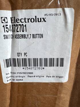 154872701 Electrolux Genuine Oem Dishwasher Electrical 7 Button Switch Assembly