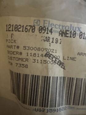 5300809021 Electrolux Genuine Oem Dishwasher Upper Spray Arm Assembly White