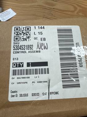 5304531892 Electrolux Genuine Oem Dishwasher Control Assembly - White