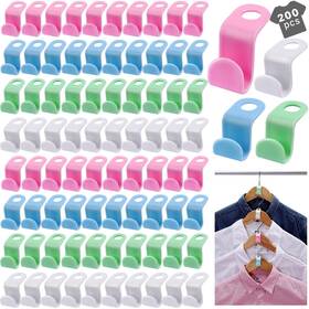 Erinnmy 751753348115 200pcs Clothes Hanger Connector Hooks Space Saving Heavy Duty Ca