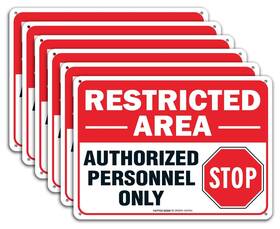 1007raa Faittoo 6 Pack Restricted Area Sign Authorized Personnel Only Do Not Enter 1