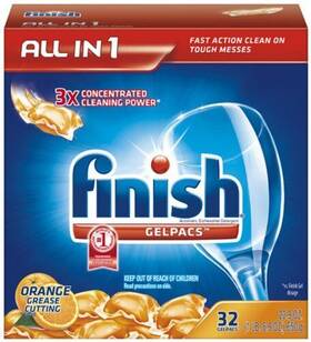 81053 Finish Dishwasher Gel Packs - 1.30 Oz 0.08 Lb Orange Scent 32 / Box