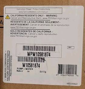 Wpw10581874 Fits Frigidaire Kenmore Sears Brand New Oem Whirlpool Dishwasher Drain Pump
