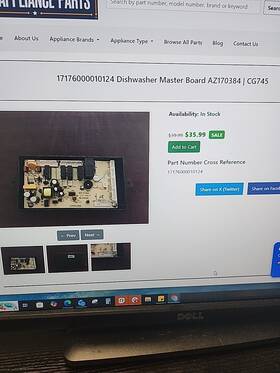17176000010124 Ge Dishwasher Master Board Az170384