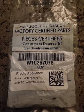 W10267076 Ge Oem Whirlpool Dishwasher Clip