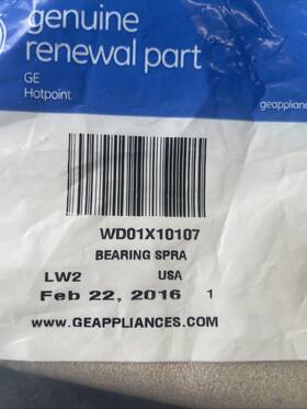 Wd01x10107 Ge / General Electric Dishwasher Lower Spray Arm Bearing H9g2