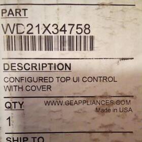 Wd21x34758 Ge Nib Oem Configured Top Ui Control With Cover