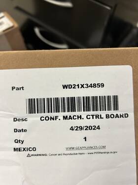 Wd21x34859 Ge Control Board