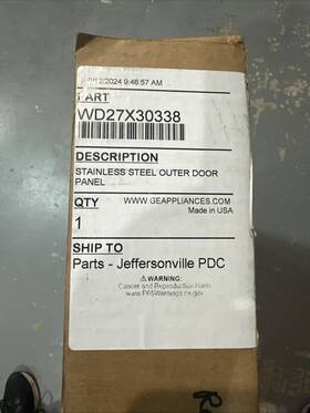 Wd27x30338 Ge Stainless Steel Outer Door Panel