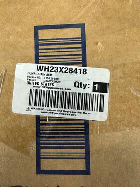 Wh23x28418 Ge New - Dishwasher Drain Pump Part #