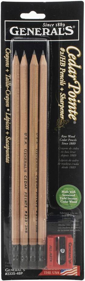 333s4bp General Pencil Cedar Pointe Graphite Pencils 5/pkg-w/sharpener