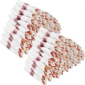 Dcsz-jz-mgj100pc Goodluck 100 Pack Pre Rolled Rose Gold Plastic Silverware Wrapped Cutlery Se