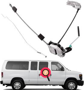 3-dl348 Grterokky Door Latch Assembly With Cable Rod Compatible For 1992-2014 Ford E150 E250 E350 Rig