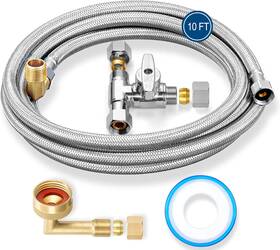 H2opure 744759724557 Dishwasher Installation Kit - 10 Ft Stainless Steel Braided Hose