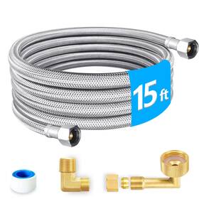 Dik154 H2opure 15 Ft Stainless Steel Braided Dishwasher Installation Kit Water Supply Line