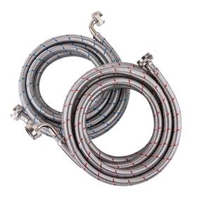 Hausen 841511142373 144-inch Stainless Steel Washing Machine Connector 12 Feet - Elbow M