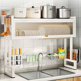 Hdrriozu 859836368701 Milkshake White 3 Tier Over Sink Dish Rack Drainer With Cover - Space-saving