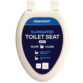 B4tswe Highcraft Elongated Molded Wood Toilet Seat Slow Close Easy Remove