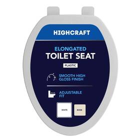 W1tspe Highcraft Elongated Plastic Toilet Seat With Adjustable Hinge White
