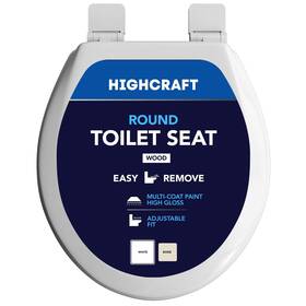 W2tswr Highcraft Round Molded Wood Toilet Seat Easy Remove Adjustable Hinge