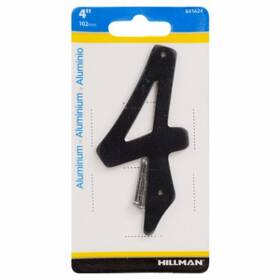 841624 Hillman 3 Pack - House Address Number 4 Nail-on Black Finished Aluminum Inch