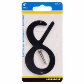 841632 Hillman House Address Number 8 Nail-on Black Finished Aluminum 4 Inch -