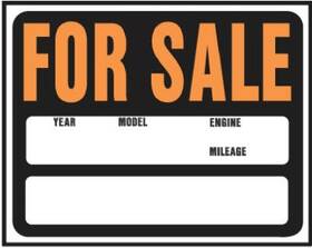 842172 Hillman 6 Pack - Auto For Sale Sign Orange/ Black Plastic 15 X 19 Inch
